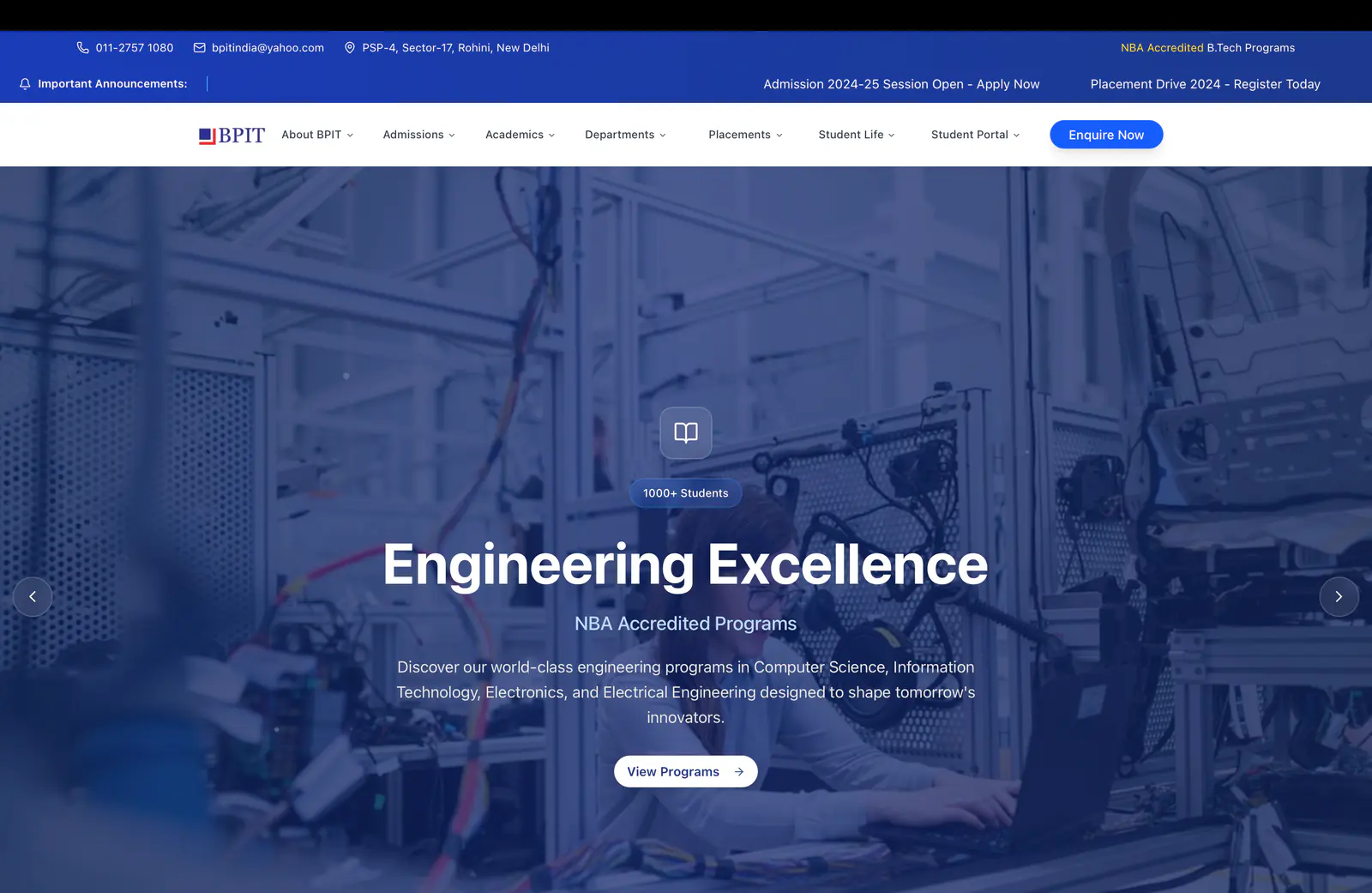 BPIT Site Redesign project screenshot