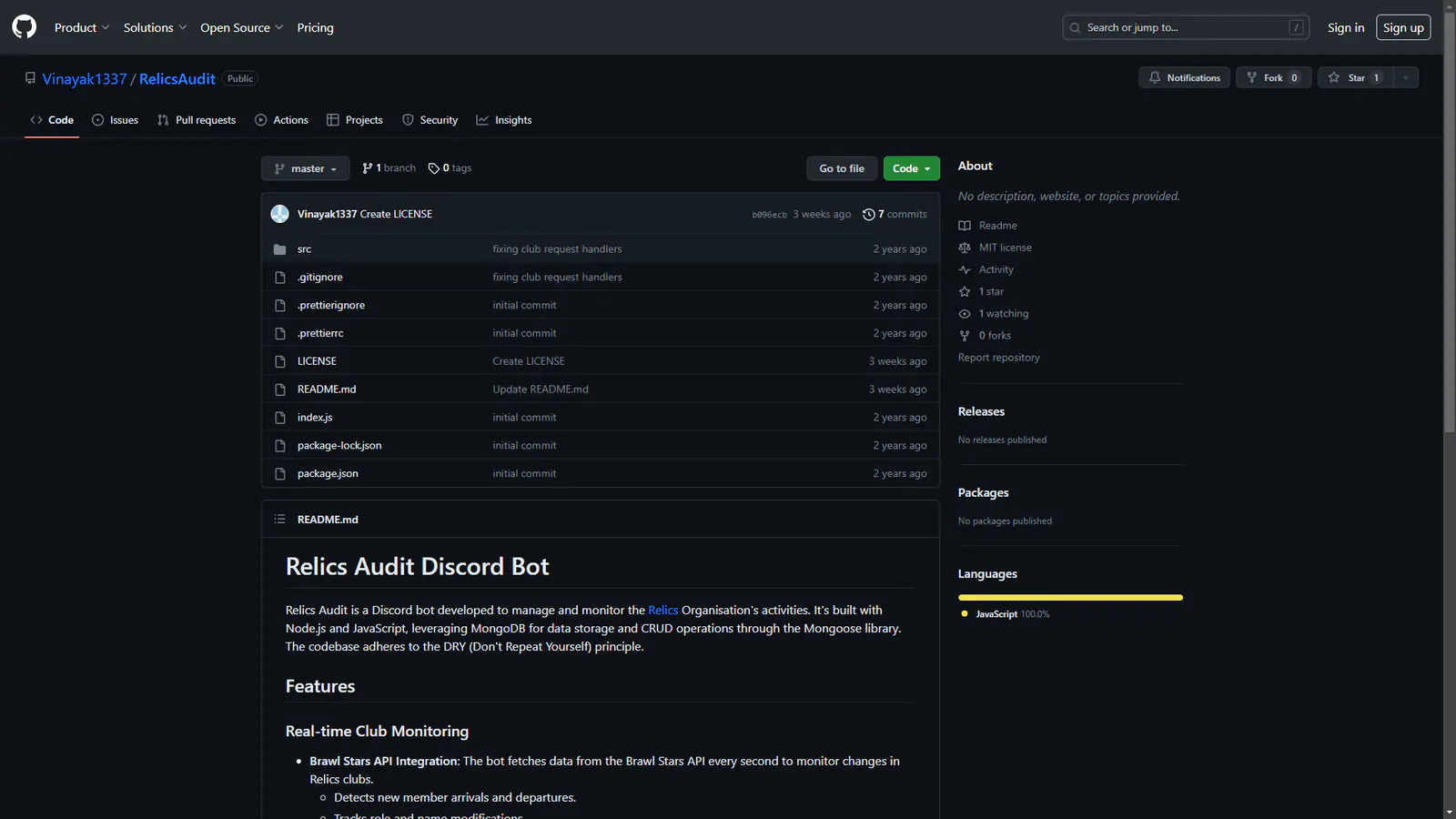 RelicsAudit project screenshot